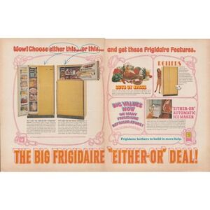 1969 Frigidaire Vintage Print Ad Mid Century Harvest Gold Kitchen Appliance